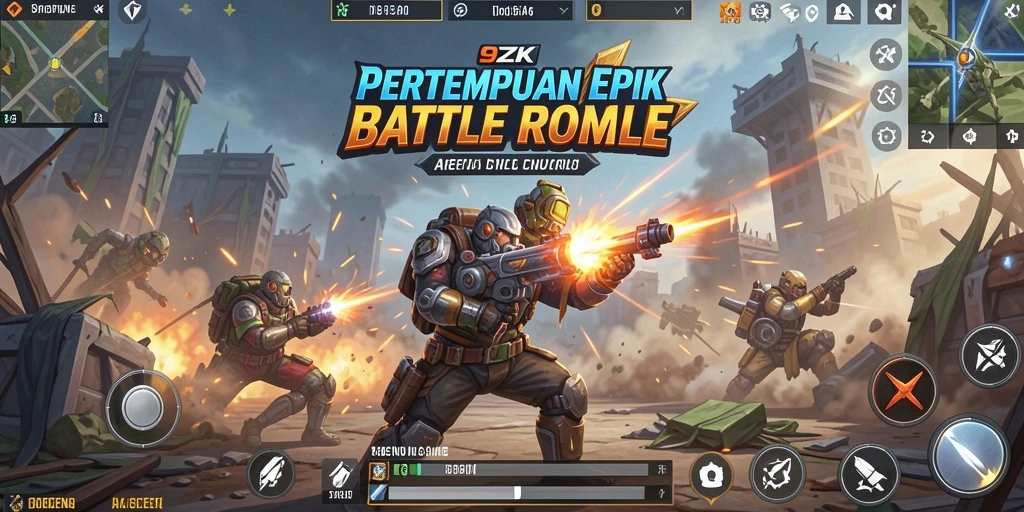 Gambar menunjukkan pertempuran intens dalam game Battle Royale 9ZK.