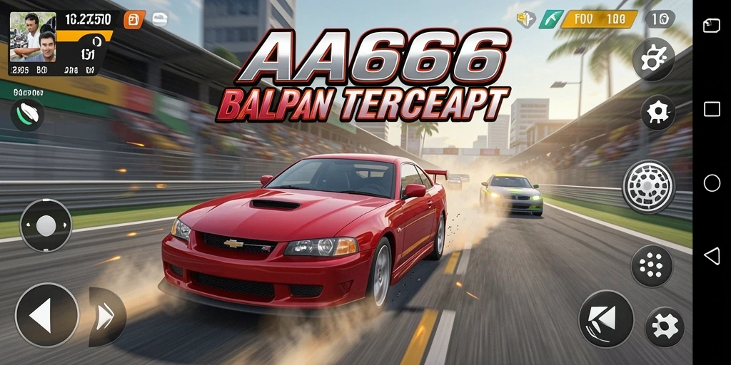 Tampilan utama gameplay balapan penuh aksi di AA666.