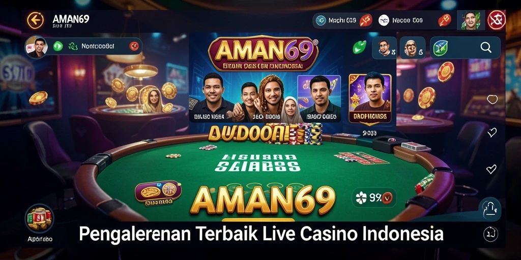 Screenshot AMAN69 menampilkan dealer profesional dalam permainan Live Casino.