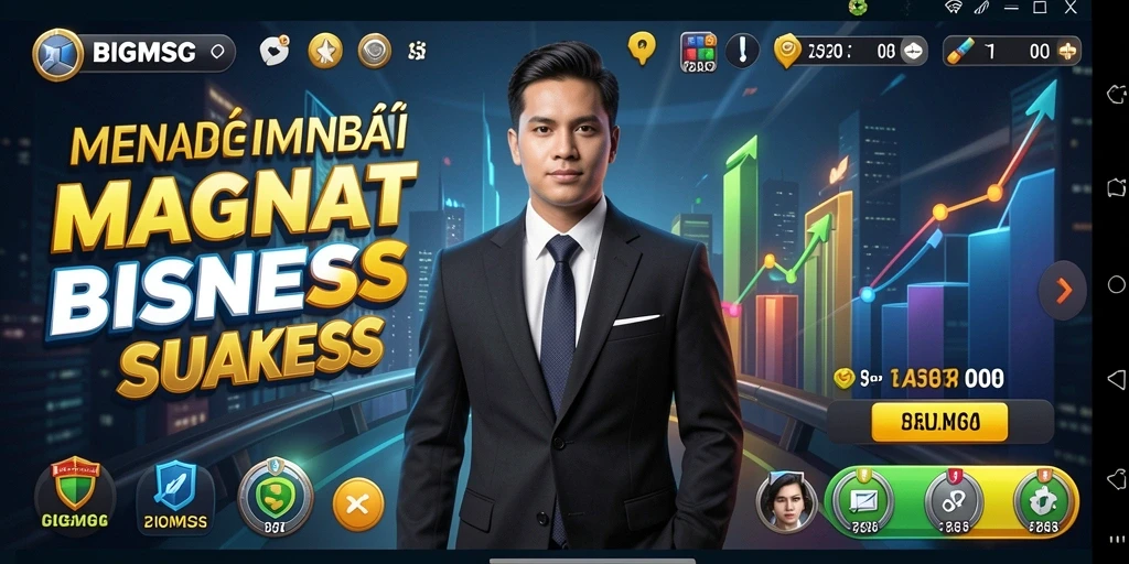 Screenshot BIGMSG menampilkan gameplay manajemen bisnis yang menarik.