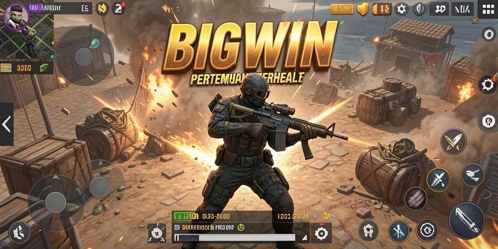 Tampilan aksi mendebarkan dari gameplay Battle Royale BIGWIN.