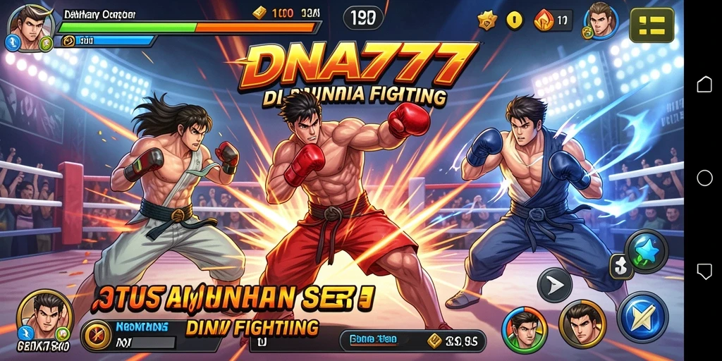 Screenshot dari gameplay DNA777 dengan aksi pertarungan mendebarkan.
