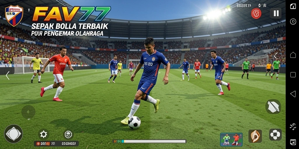Tampilan gameplay seru di FAV77 dengan aksi sepak bola yang mendebarkan.