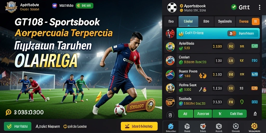 Screenshot utama dari GT108 menunjukkan pengalaman taruhan olahraga yang menarik.