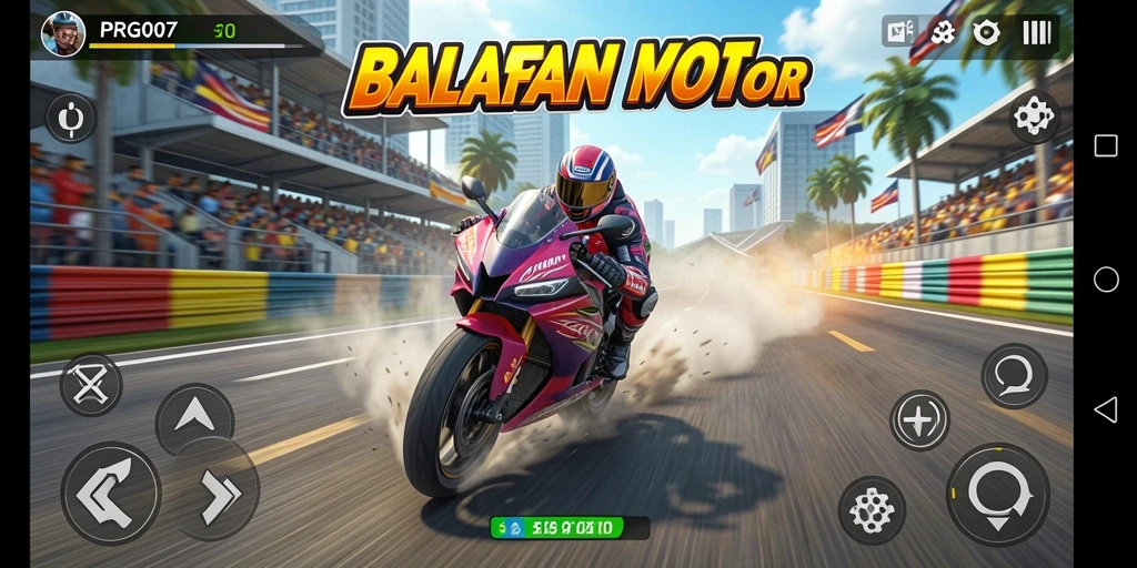 Gameplay balapan motor yang menegangkan di PRG007 dengan grafik memukau.