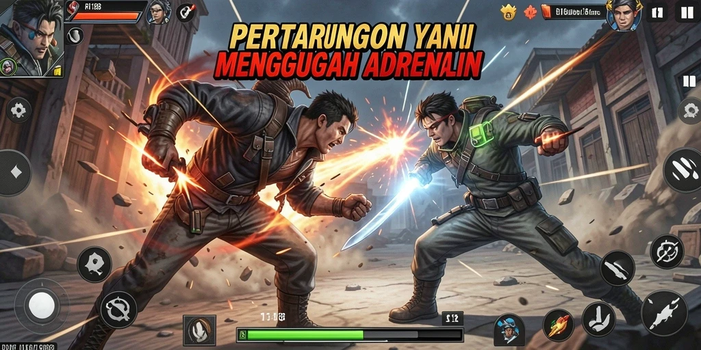 Tangkapan layar permainan RI188 yang menampilkan aksi pertarungan yang mendebarkan.