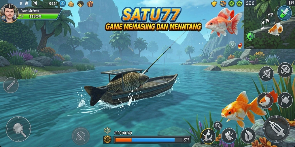 Tampilan menarik dari gameplay memancing di SATU77.
