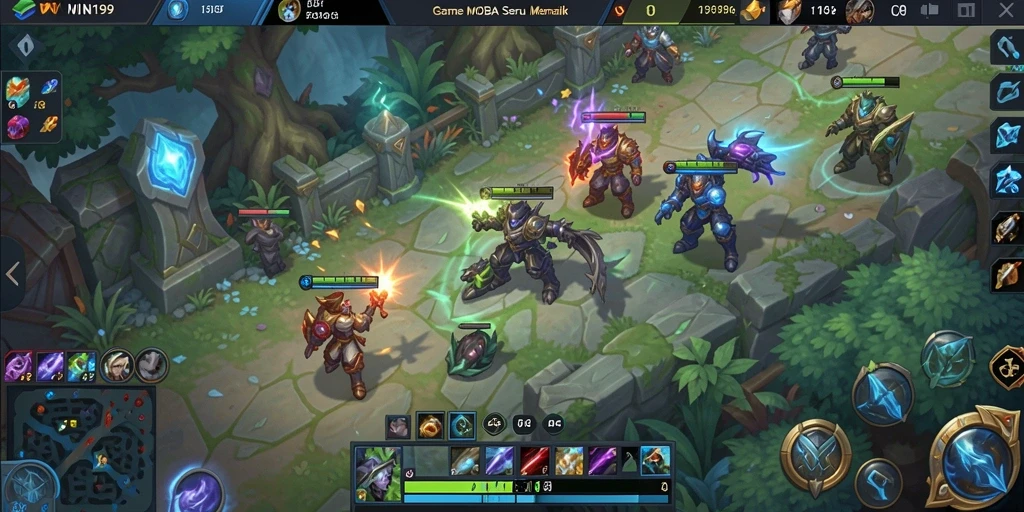 Tangkapan layar gameplay <strong>WIN199</strong> yang menunjukkan aksi seru dalam pertempuran MOBA.